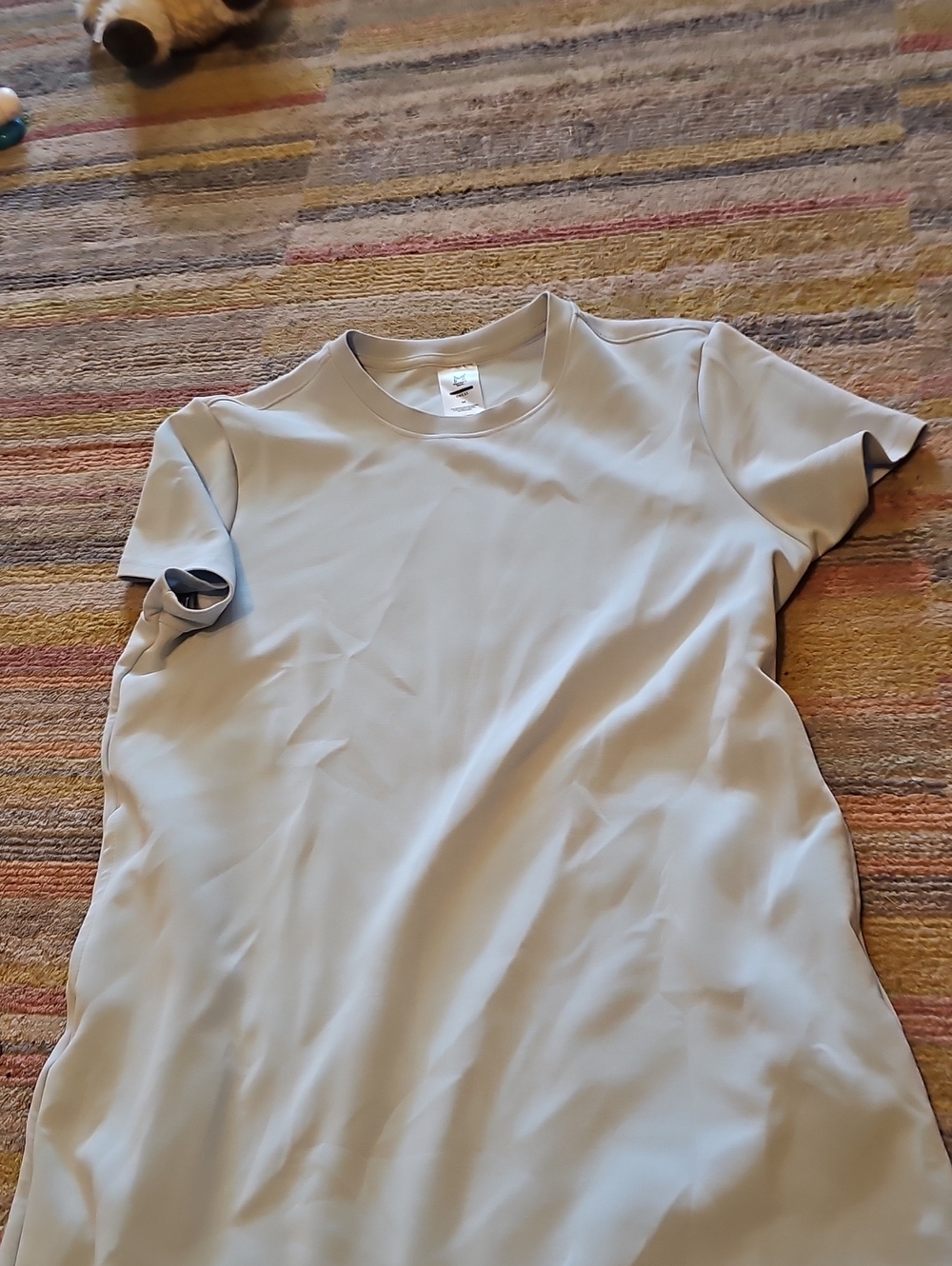 Casual Short-Sleeve Midi Dress in Light Gray
